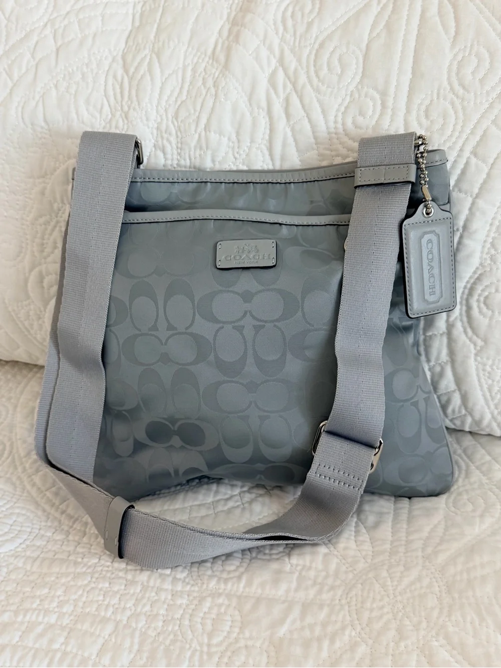 Coach Gray Signature Crossbody Bag with Adjustable Strap